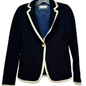 Women's Vintage  Blu Grigio Dark Navy Blue Fitted Knit Blazer S